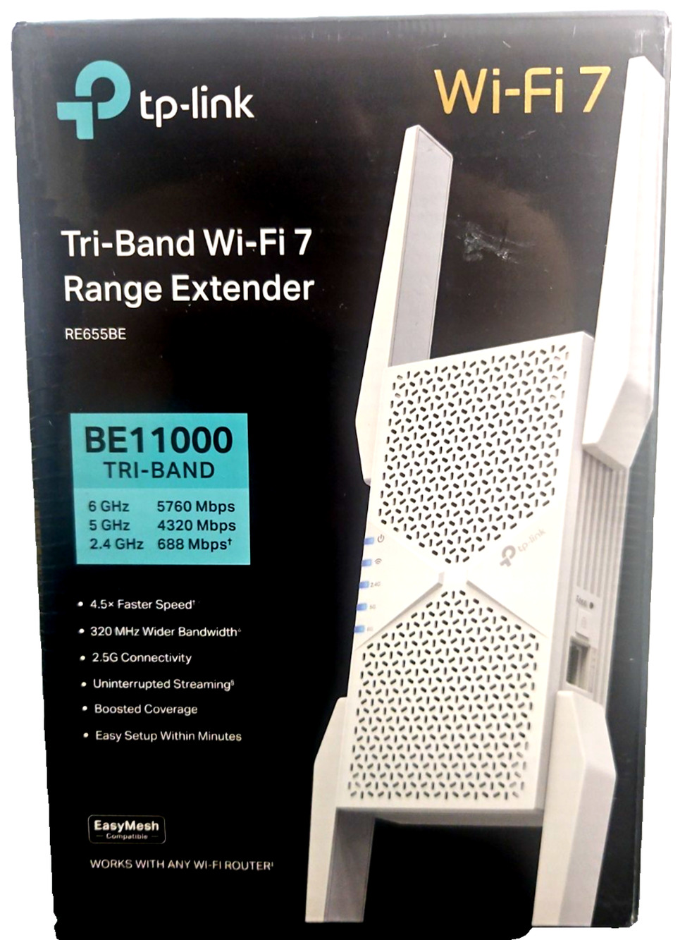 TP-Link BE11000 Tri-Band Wi-Fi 7 Range Extender New Factory Sealed